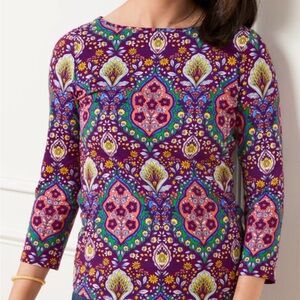 BATEAU NECK TEE BOTANICAL MEDALLION TALBOTS XS